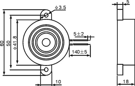 HND-4218 active piezoelectric buzzer front view